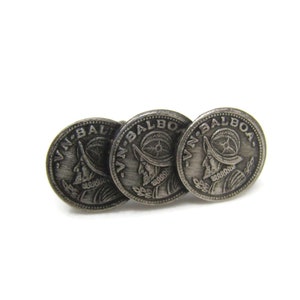 VN Balboa Coins Small Tie Bar Clip Silver Tone Vintage Men&#39;s Jewelry Nice Design