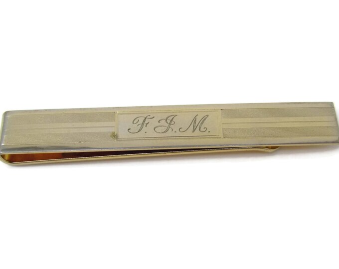 Vintage Tie Clip Tie Bar: FJM Initials High Quality Very Nice Classic Design