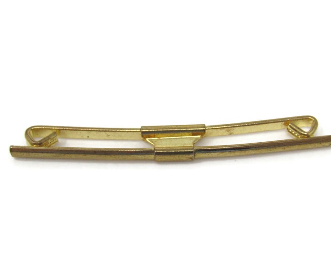 Wedge Style Tie Collar Clip Bar Vintage Gold Tone Stand Out w/ Style Fit In with Class