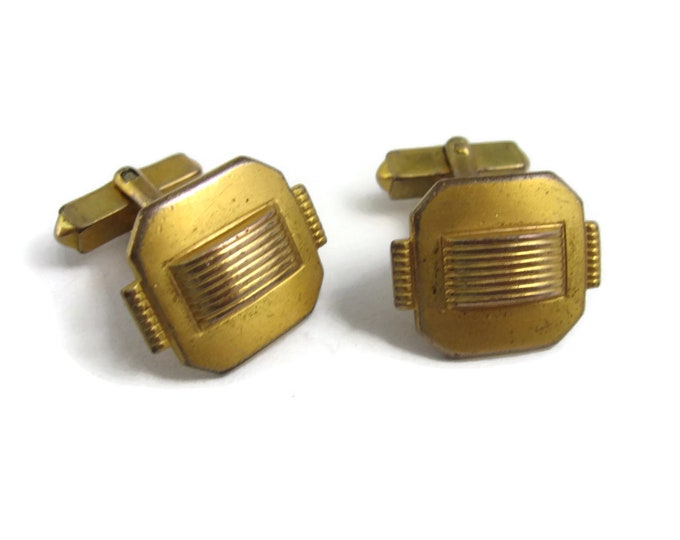 Vintage Cufflinks for Men: Great Art Deco Design Gold Tone