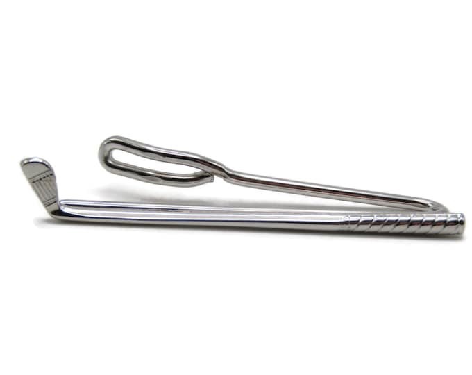 Golf Club Tie Bar Sports Golfer Gift Silver Tone Tie Clip Men's Jewelry
