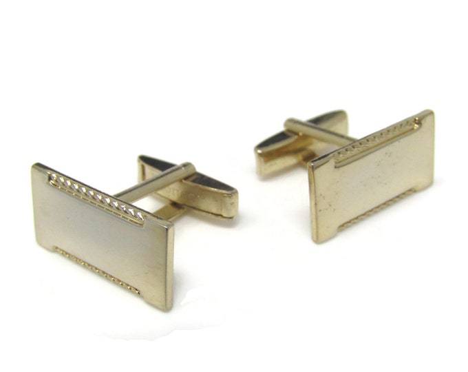 Fancy Top Bottom Rectangle Men's Cufflinks: Vintage Gold Tone - Stand Out from the Crowd with Class