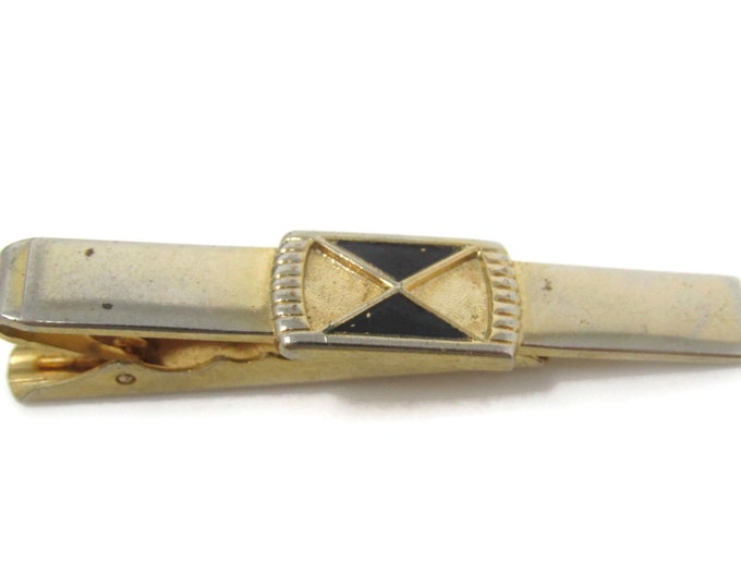 Triangles Design Tie Bar Clip Gold Tone Stand Out w/ Style Fit In with Class