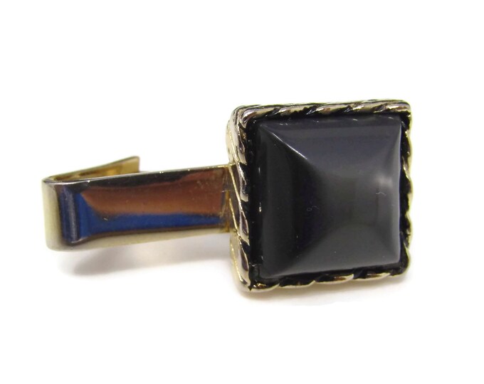 Vintage Tie Clip Tie Bar: Black Accent Nice Sheen Nice Quality