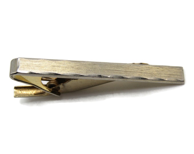 Beveled Edge Brushed Finish Modern Tie Clip Tie Bar Men's Jewelry Gold Tone