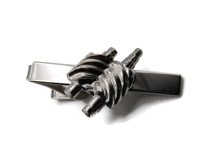 Meshed Gears Machinery Gold Tone Tie Bar Tie Clip Men's Jewelry