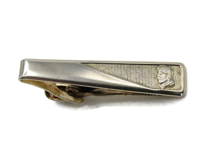 Tapered Roman Head Tie Bar Tie Clip Modernist Men's Jewelry Gold Tone