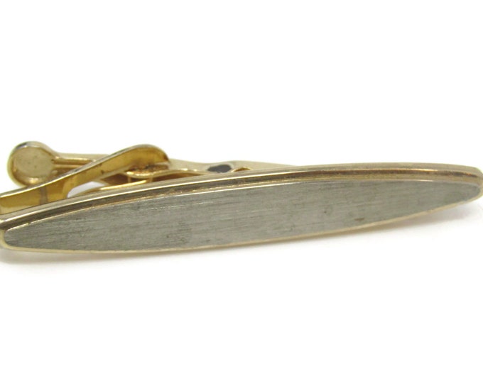 Textured Long Oval Tie Bar Clip Gold Tone Stand Out w/ Style Fit In with Class