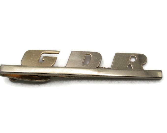 GDR Lettered Initial Monogram Tie Clip Tie Bar Men's Jewelry Gold Tone