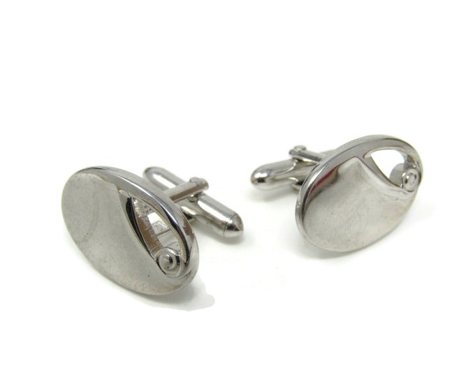 Modernist Open Cufflinks Silver Tone Vintage Men's Jewelry Beautiful Design