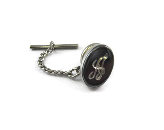 Vintage Tie Tack Tie Pin: Fancy Script "A" Letter A Initial Etched