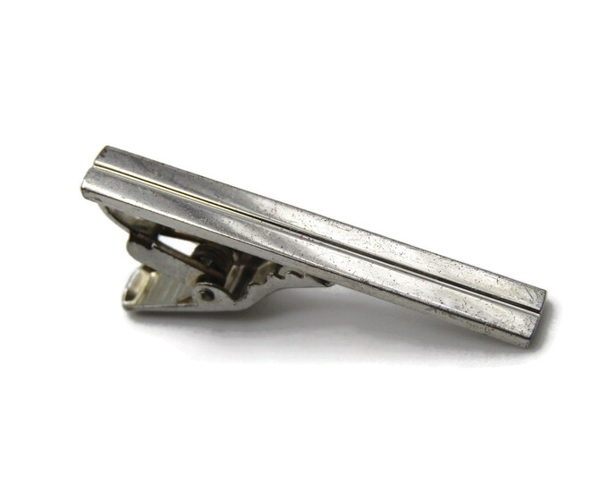 Horizontal Bar Silver Tone Tie Clip Industrial Tie Bar Men's Woman's Jewelry