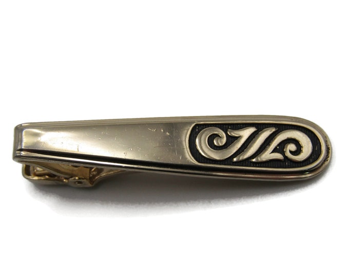 Tapered Shape Black Abstracted Etched Patterns Classic Modernist Tie Bar Tie Clip Men's Jewelry