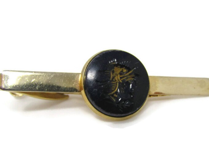 Warrior Center Tie Clip Vintage Tie Bar: Gold Tone