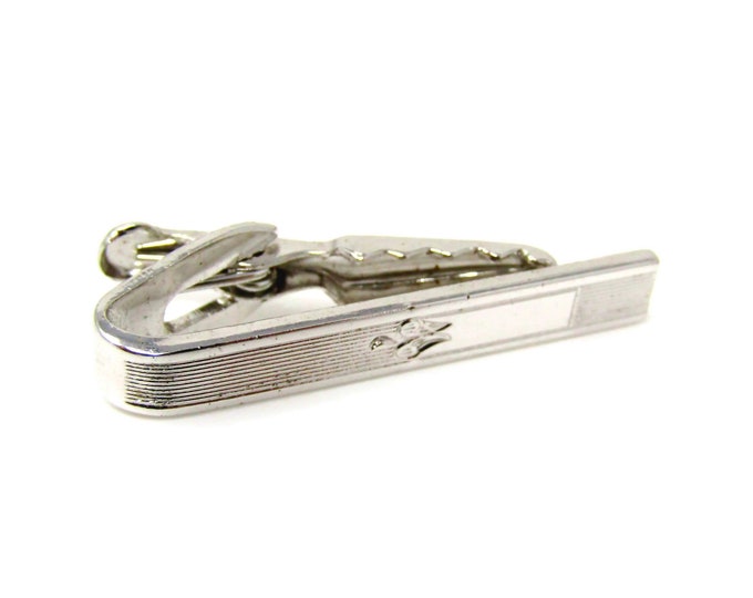 Flower Tie Clip Men's Vintage Silver Tone Nice Design