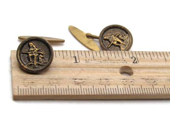 Hunting Person And Dog Round Cuff Links Men's Jew… - image 4