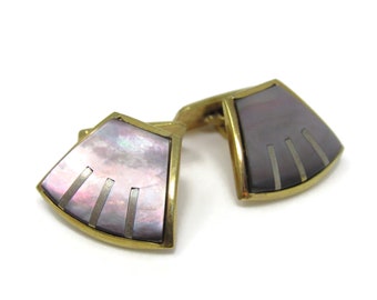 Vintage Dark Mother of Pearl Cufflinks: Men's Jewelry