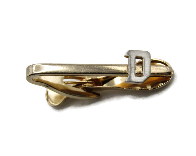 Silver Tone D Letter Initail Monogram Tie Clip Tie Bar Men's Jewelry Gold Tone
