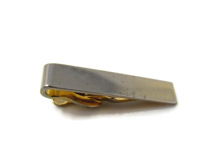 Vintage Tie Clip Tie Bar: Faded Gold Tone Classic Design