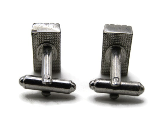 Curved Rectangle Vertical Lines Cuff Links Men's … - image 2