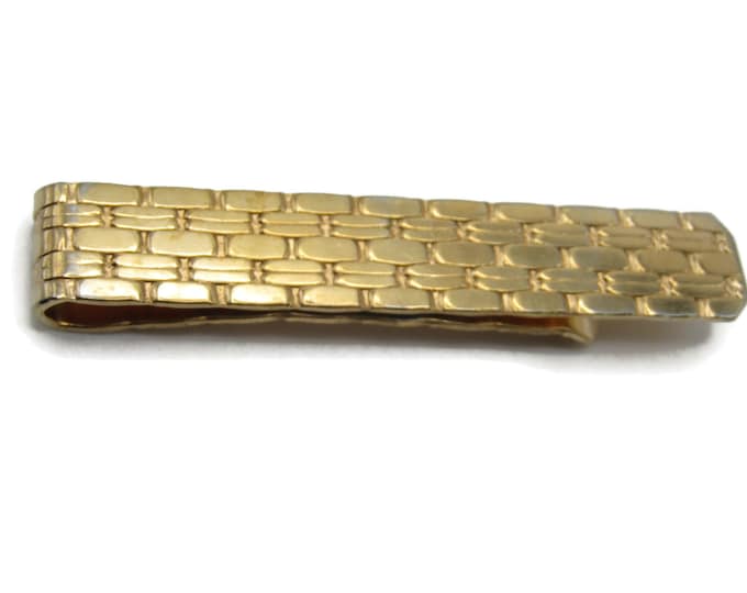 Geometric Oval Pattern Gold Tone Tie Bar Tie Vlip Men's Jewelry