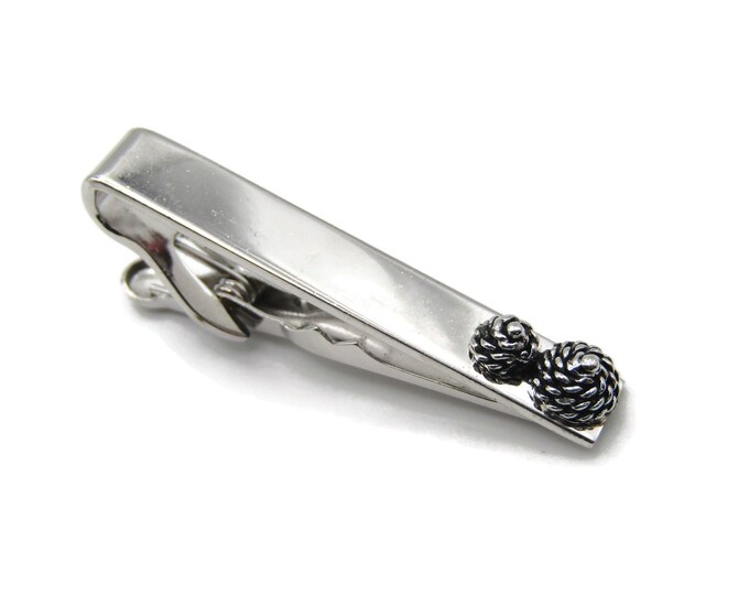 Dot Accent Silver Tone Modernist Tie Bar Tie Clip Men's Jewelry