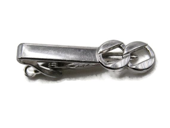 Linked Circles Tie Clip Modernist Tie Bar Men's J… - image 1