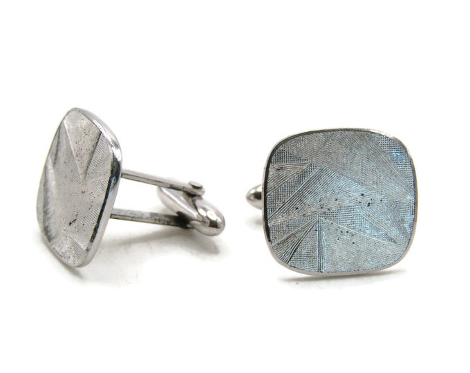 Brushed Finish Square Cuff Links Men's Jewelry Silver Tone