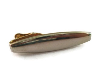Vintage Men's Tie Bar Clip Jewelry: Faded Gold Tone Round Design