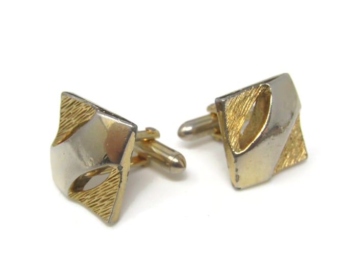 Modernist Squares Men's Cufflinks: Vintage Gold Tone - Stand Out from the Crowd with Class