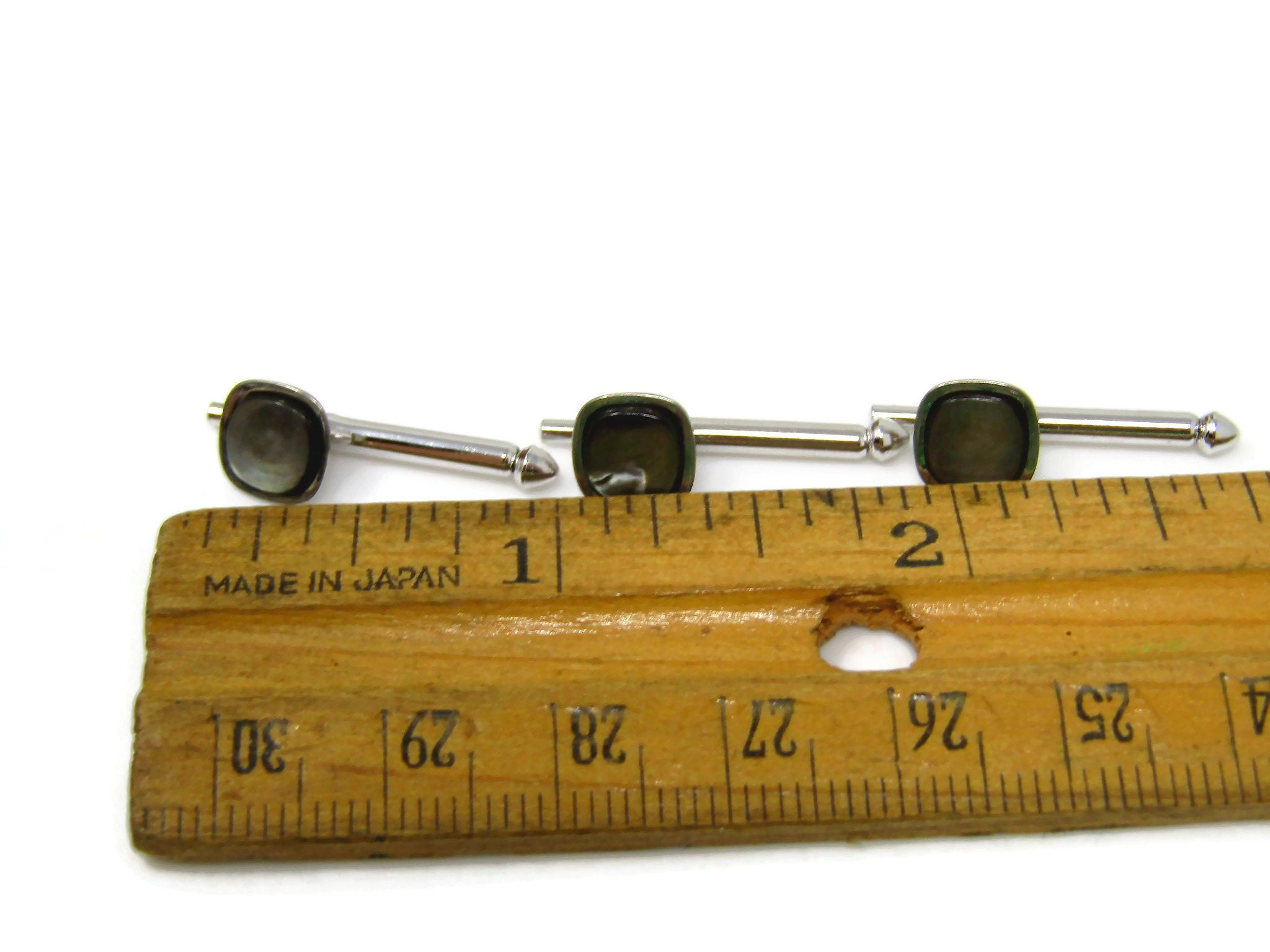 Three Vintage Shirt Studs Beautiful & High Quality Dark Mother of Pearl