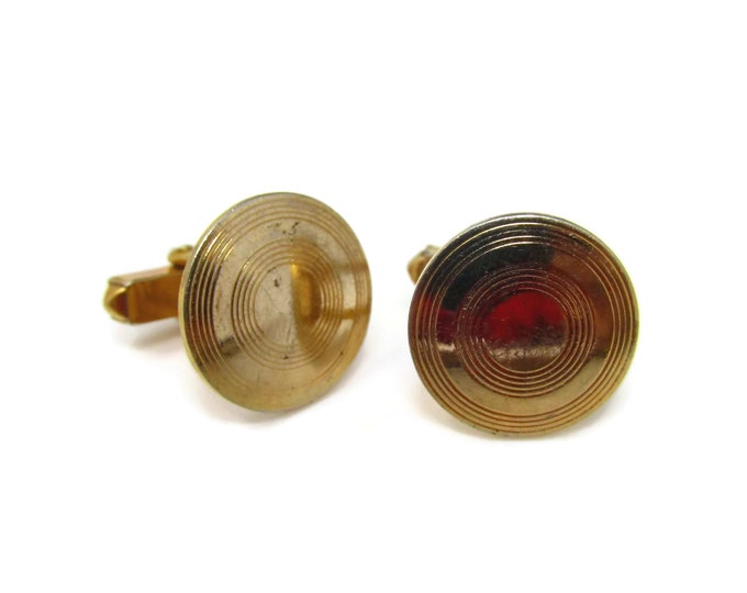 Vintage Cufflinks for Men: Concentric Circles Classic Gold Tone