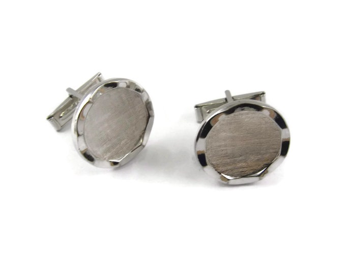 Vintage Cufflinks for Men: Great Silver Tone Round Textured Design