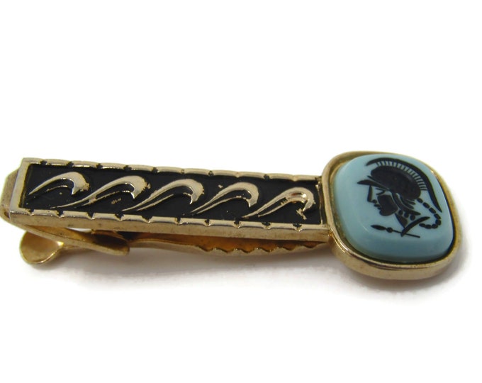 Ocean Wave Warrior Tie Clip Tie Bar: Vintage Gold Tone - Stand Out from the Crowd with Class