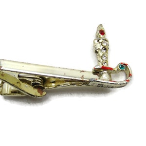 Red & Green Painted Candle Stick Tie Clip Tie Bar Men&#39;s Jewelry Gold Tone