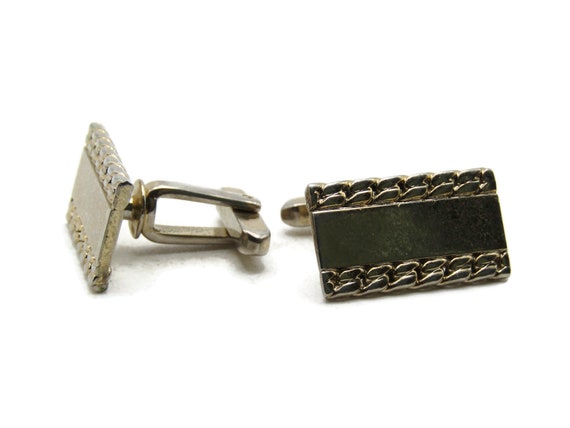 Links Edged Rectangle Cuff Links Gold Tone Men's Jewelry