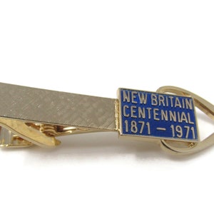 New Britain Centennial 1871-1971 Tie Clip Tie Bar: Vintage Gold Tone - Stand Out from the Crowd with Class