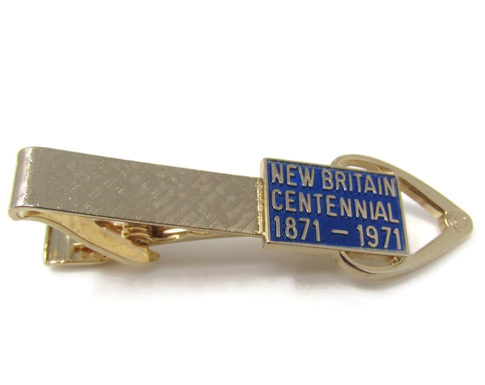 New Britain Centennial 1871-1971 Tie Clip Tie Bar: Vintage Gold Tone - Stand Out from the Crowd with Class