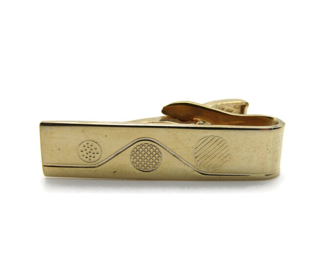 Etched Circle Design Smooth Finish Classic Modernist Gold Tone Tie Clip Tie Bar Men's Jewelry