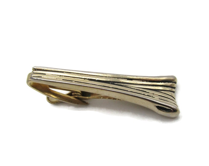 Curved Line Design Modernist Industrial Gold Tone Tie Bar Tie Clip Men's Jewelry