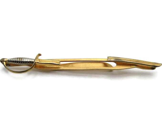 Silver Handled Sword Tie Clip Tie Bar Men's Jewelry Gold Tone