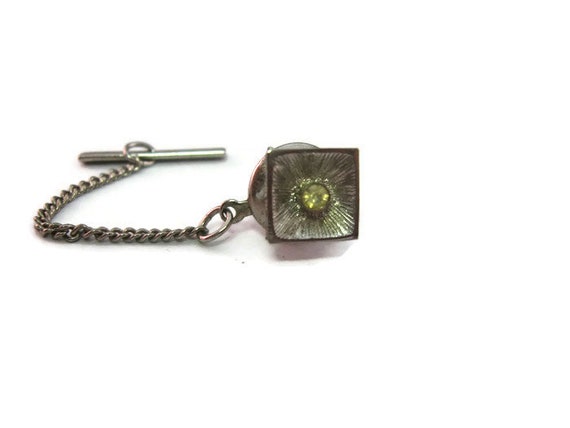 Vintage Men's Tie Tack Pin Jewelry:  Clear Jewel … - image 2