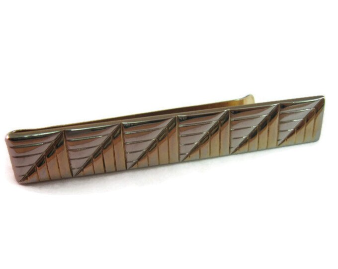 Vintage Men's Tie Bar Clip Jewelry: Stunning Bold Silver & Gold Tone Larger Size Design