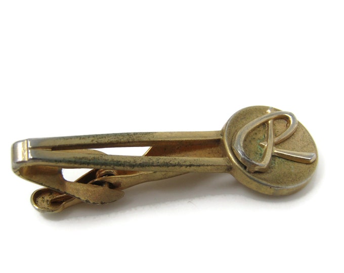 R Letter Initial Tie Clip Bar Gold Tone Vintage Men's Jewelry Nice Design