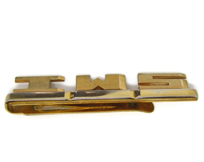 IWS Initials Art Deco Tie Clip Vintage Mens Tie Bar Gift for Dad Son Husband Brother