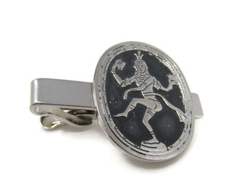 Vintage Shiva Tie Clip: Faded Silver Tone Hindu God Jewelry