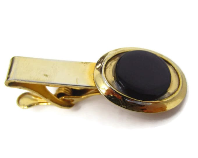 Dark Purple Opalescent Tie Clip Vintage Tie Bar: Gold Tone