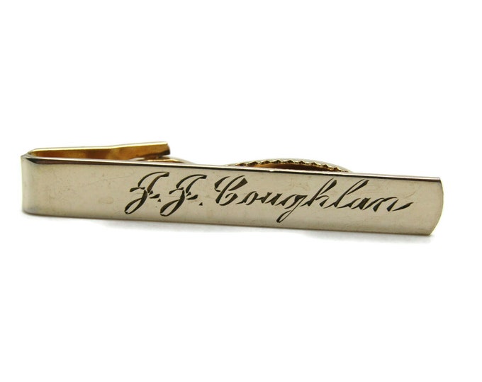 J J Coughlan Name Etched Gold Tone Tie Bar Tie Clip Men's Jewelry