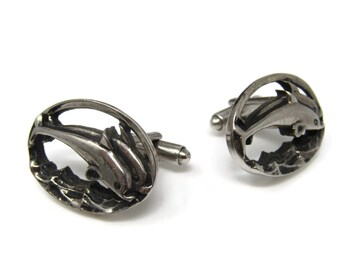 Vintage Cufflinks for Men: Dolphins Jumping Excellent Design