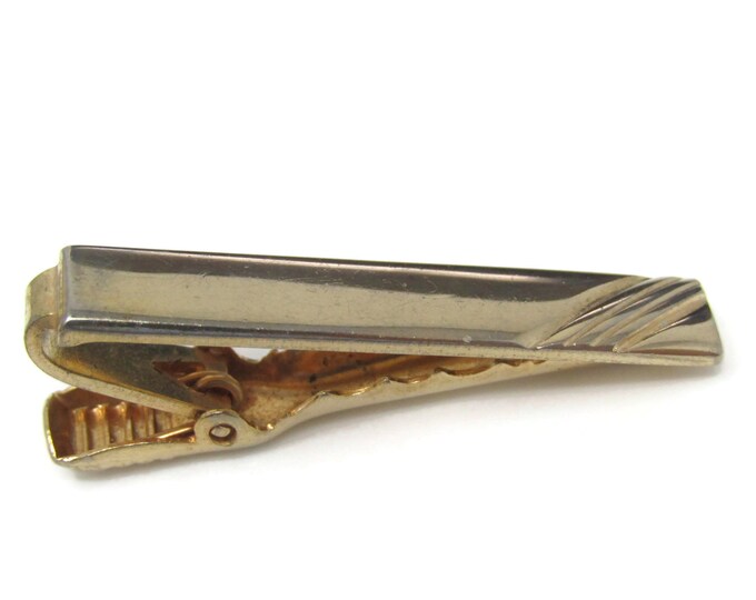Diagonal Grooves Tip Tie Clip Tie Bar: Vintage Gold Tone - Stand Out from the Crowd with Class